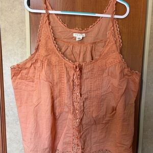 Torrid Coral Lace Detail Tank Top